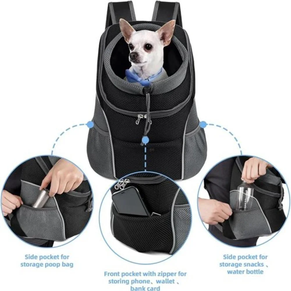 Dog Carrier Backpack Side Storage Pockets Dog Backpack Carrier Adjustable Straps